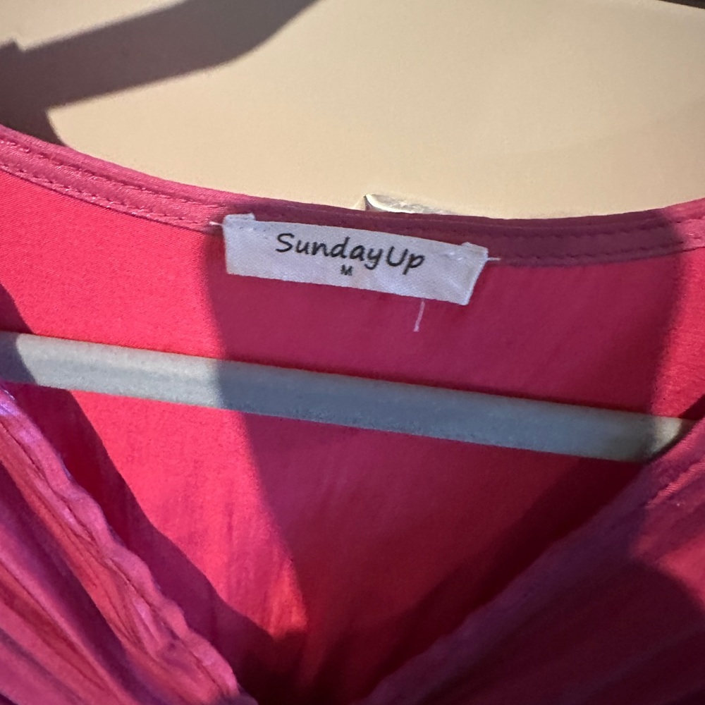 Sunday Women's Long Sleeve Pink Shinny Dress